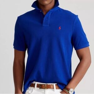 Polo Ralph Lauren Royal Blue Pink Pony Cotton Polo Shirt - XL